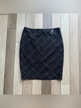 The Limited Black Plaid Pencil Skirt